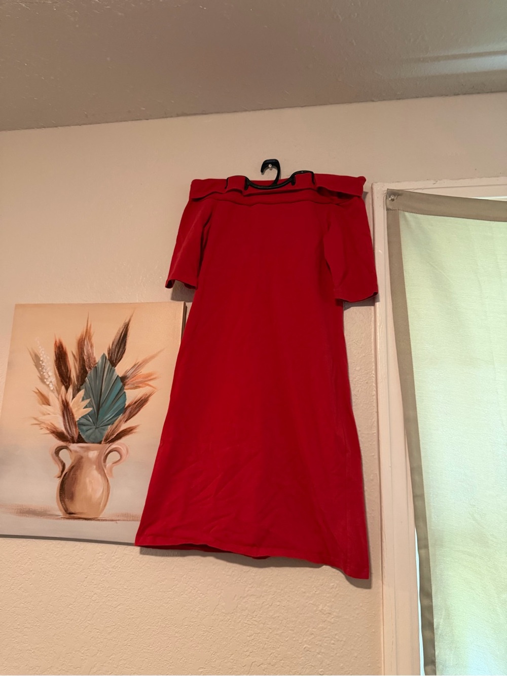Moda International Red Off-Shoulder Midi Dress